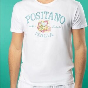 Antica Sartoria Positano Italia White Graphic Tee NWT Large